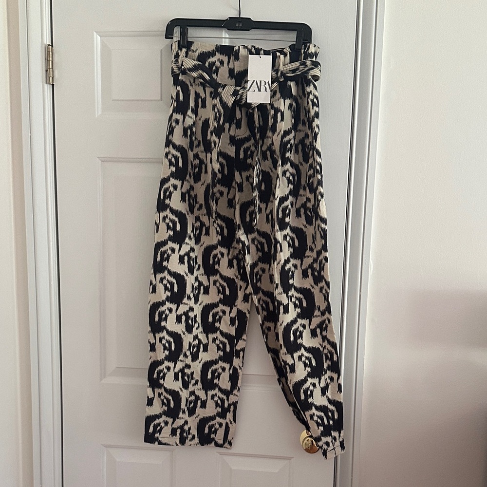 Zara high waisted Abstract Print Trousers